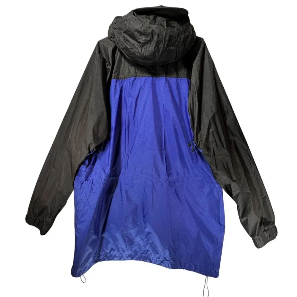 Vtg REI Gore-Tex Hooded Jacket Black Blue Waterproof Mesh Lining Pockets Mens L